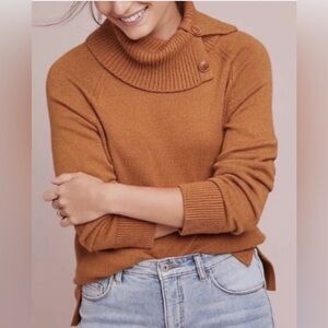 Anthropologie Emin Golden Brown Cowl Neck Sweater Women’s Size XS